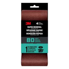 3M 27387 Sanding Belt, 4 in W, 24 in L, 80 Grit, Aluminum Oxide Abrasive