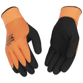 HYDROFLECTOR 1784P-M Waterproof Coated Gloves, M, Knit Wrist Cuff, Latex Coating, Acrylic Glove, Black/Orange