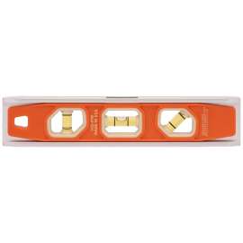Johnson Glo-View Series 1435-0900 Torpedo Level, 9 in L, 3-Vial, 1-Hang Hole, Magnetic, Aluminum/Plastic, Orange