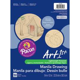 Art1st Drawing Paper, Manila, Standard Weight, 9" x 12", 50 Sheets