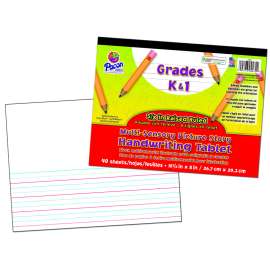 Multi-Sensory Raised Ruled Tablet, Tape Bound, 5/8" x 5/16" x 5/16" Picture Story Ruled Long, 10-1/2" x 8", 40 Sheets