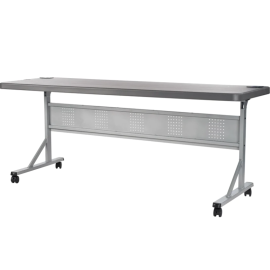 NPS - BPFT Series Charcoal Slate Plastic 72"L x 24"D Flip-N-Store Training Table with Steel Frame